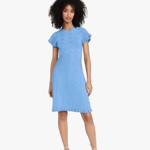 Shoshanna Blue Flutter Sleeve Sheath Dress